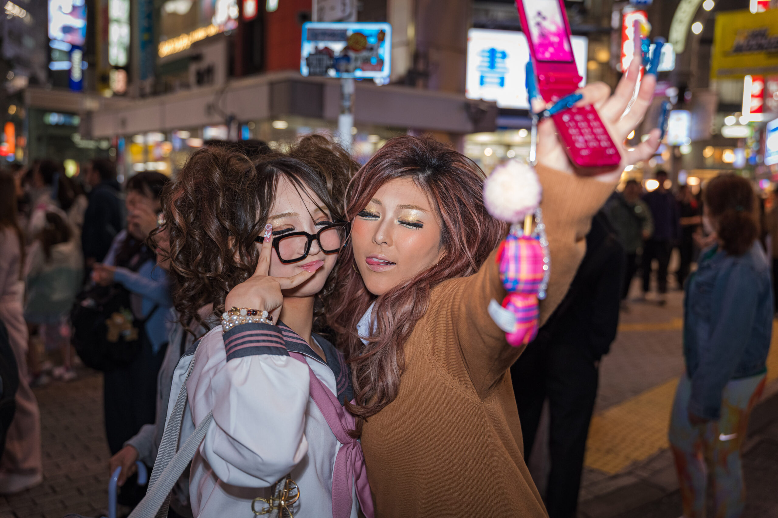 Traveler wearing a professional gyaru makeover in Shibuya, Tokyo